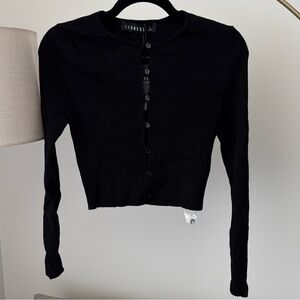 Lioness Black Button Down Ribbed Top